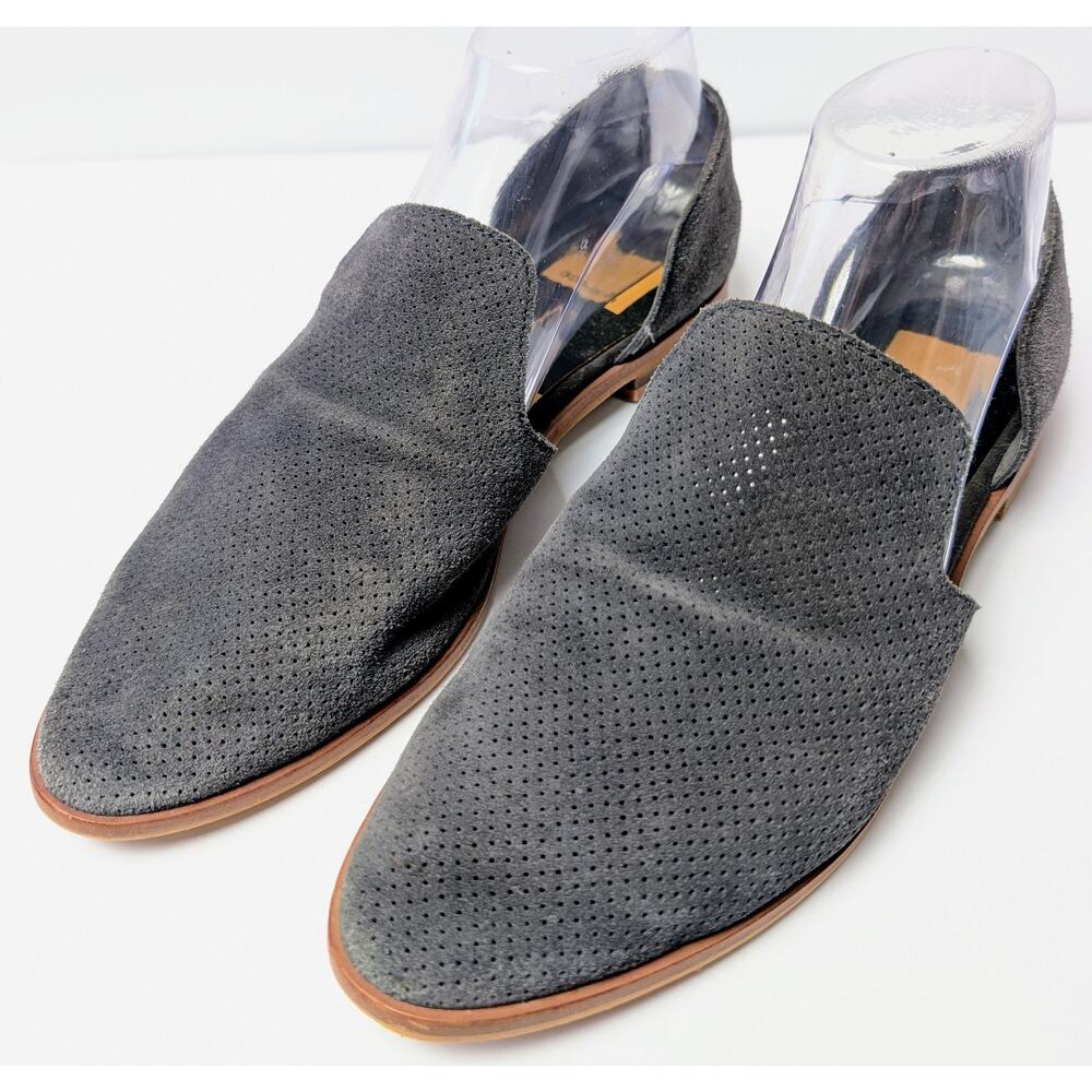 Dolce Vita Cody D'orsay Flats WOMENS SIZE 9M Dark Gray Perforated Suede Loafers